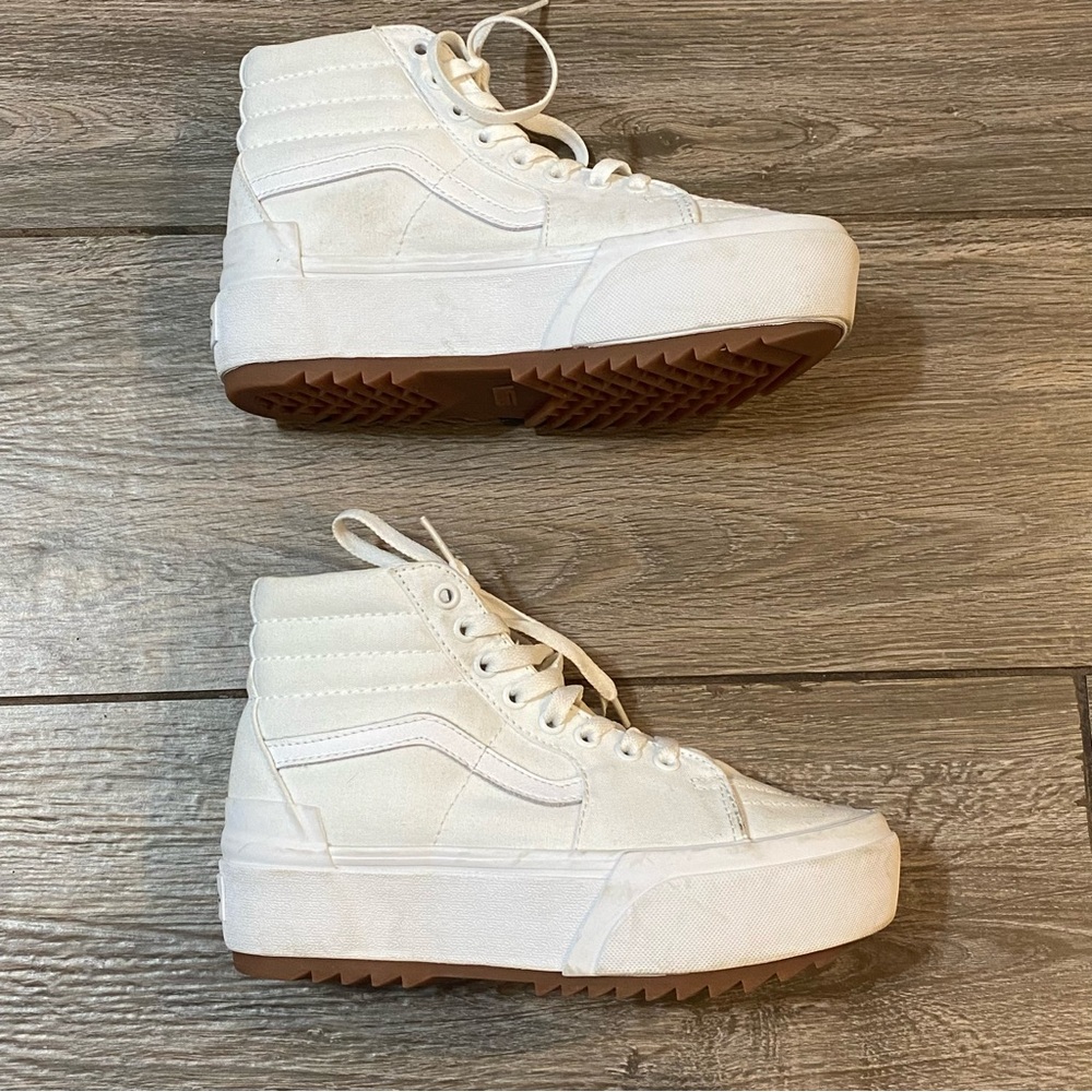 Vans 6.5 Sk8-Hi Stacked sneakers in triple white
